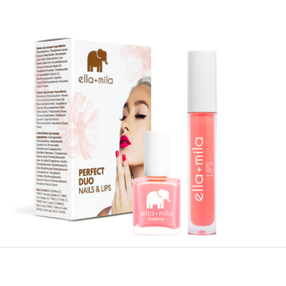 Ella+mila Perfect Duo Lip Lacquer Nail Polish Set Sugar Rush Strapless .59 Fl Oz - Picture 1 of 1